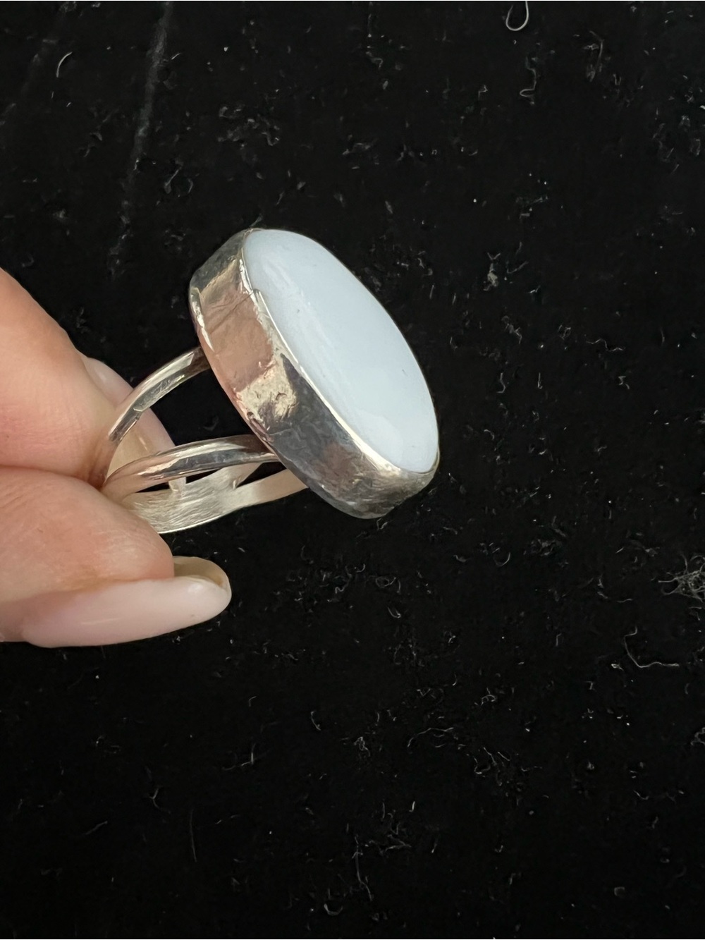 925 Sterling silver native signed BBT blue Opal ring